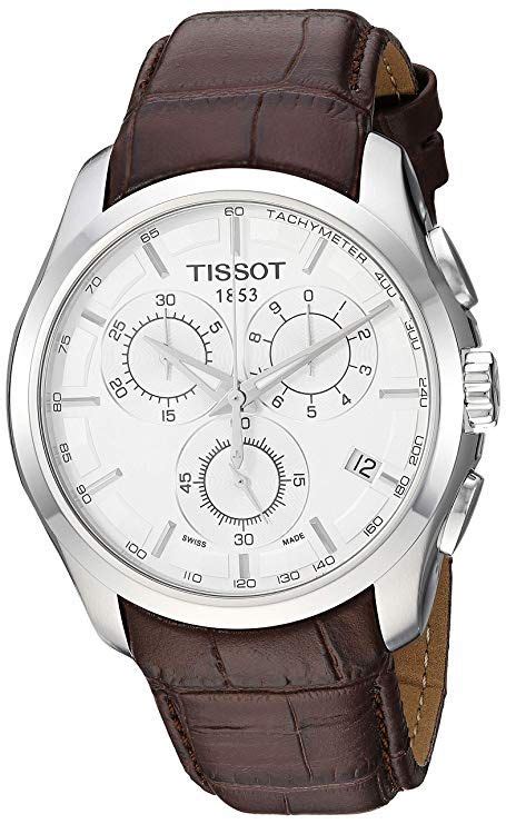 Tissot Mens Couturier Chrono Quartz Stainless Steel Dress Watch Brown T0356171603100
