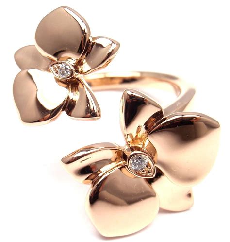 Cartier Caresse D Orchid Es Diamond Gold Orchid Flower Ring At Stdibs