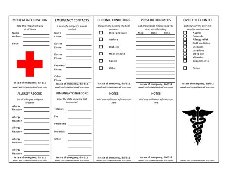 Medical personnel id cards are essential in the healthcare industry and in some states are required by law. Free Wallet-sized Medical Information Card | PDF Template ...