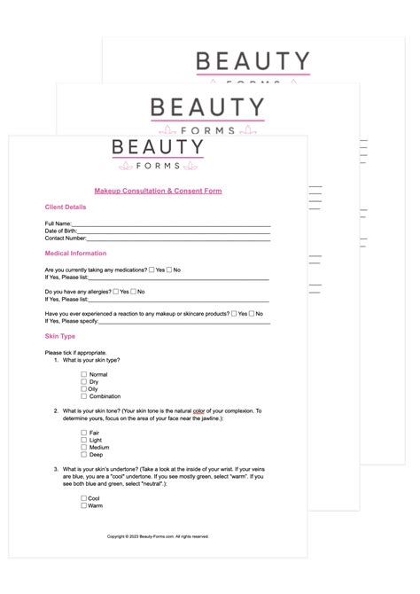 Makeup Consultation Form Examples Saubhaya Makeup