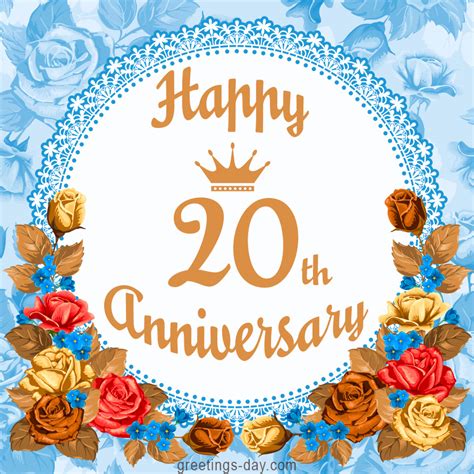 Here you can find some sayings and short text which can be used for this occasion. Happy 20th Anniversary - Free Greetings and Wishes.