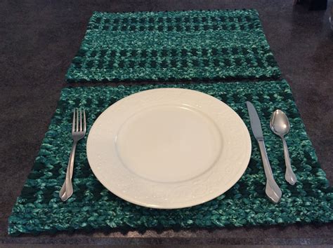Twined Rag Rug Placemat Set Large 175 X 125 Ready To Ship Green