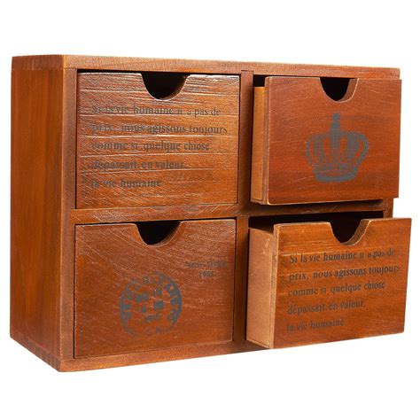 4 Drawer Wooden Storage Organizer Small Desktop Decorative Cabinet