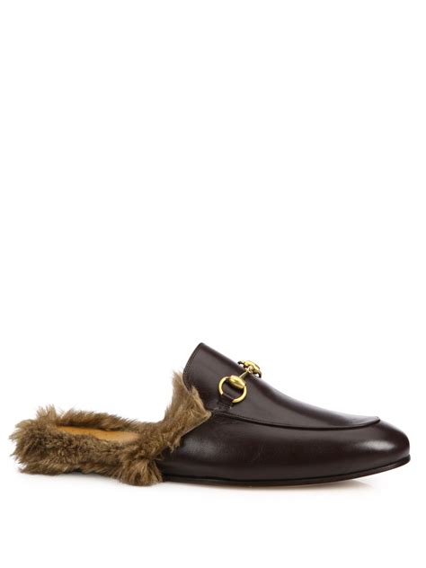 Gucci Princetown Fur Lined Leather Slippers For Men Lyst