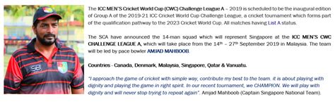 On another exciting final day's play at an icc world cricket league tournament, this time division 4 in malaysia, both uganda. The SCA have announced the 14-man squad - ICC MEN'S CWC ...