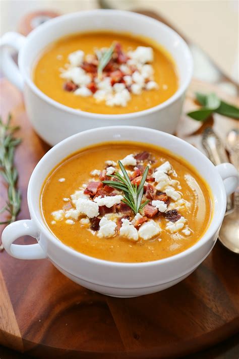 140g goat's cheese , broken into pieces. Creamy Sweet Potato Soup with Bacon and Goat Cheese - The ...