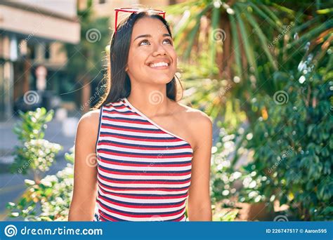 Young Latin Girl Smiling Happy Walking At The City Stock Image Image