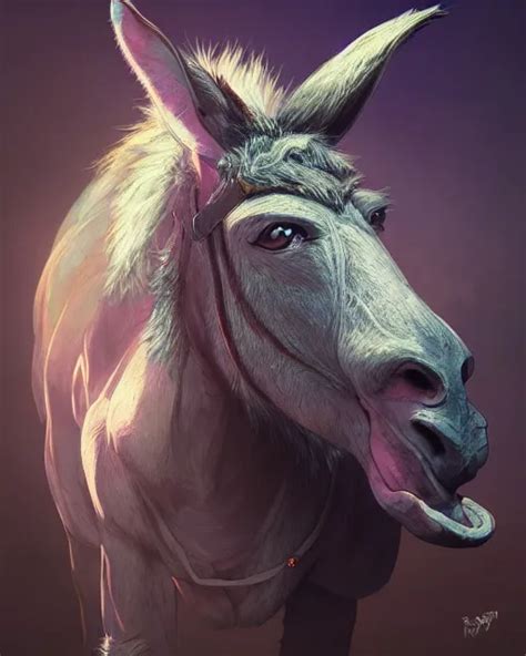 An Ugly Donkey Fantasy Art In The Style Of Artgerm Stable