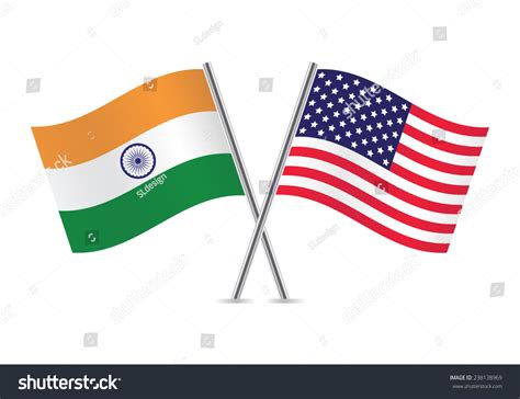 India America Crossed Flags Indian American Stock Vector Royalty Free