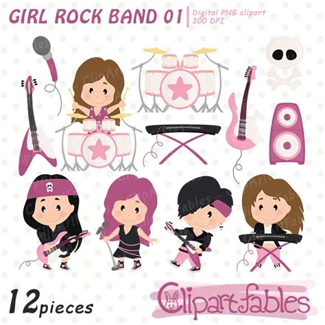 Cute Girl Rock Star Clipart Music Clip Art Rockstar Pop And Etsy