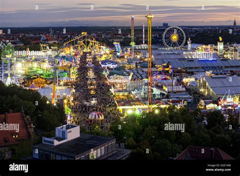 Aerial View Of Oktoberfest In Munich München Bavaria Germany At