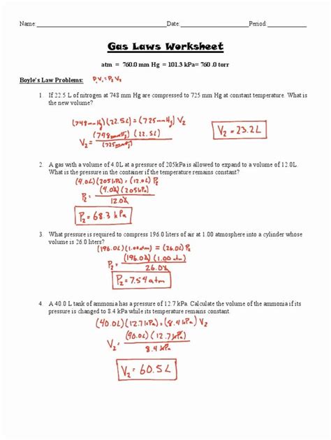 50 Boyle's Law Worksheet Answer Key in 2020 (With images) | Ideal gas