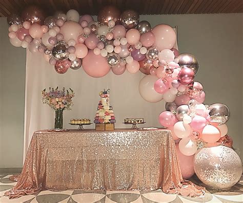 Pink Mauve Rose Gold And Silver Balloon Garland For A Th Birthday