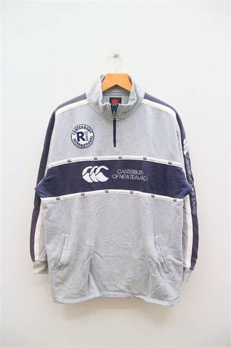 Vintage Canterbury Of New Zealand Big Spell Big Logo Sportswear Gray