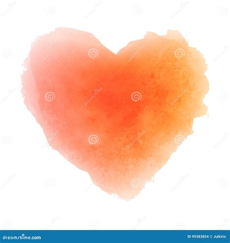 Watercolor Orange Hand Drawn Paper Texture Heart Stock Vector