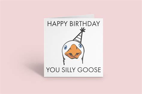 Happy Birthday You Silly Goose Funny Birthday Card Card Etsy