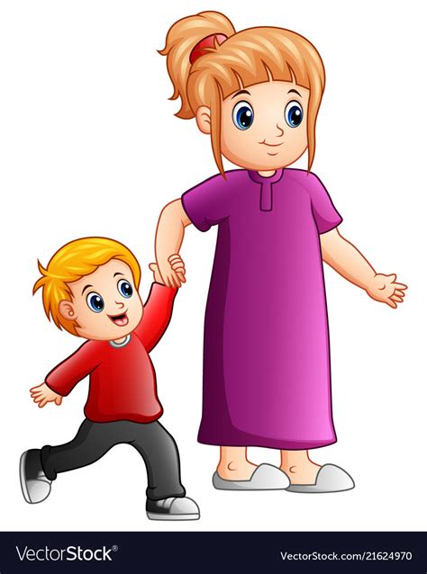 mother and son holding hands together royalty free vector