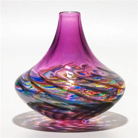 Art Vase Optic Rib Navajo Vase By Michael Trimpol Boha Glass
