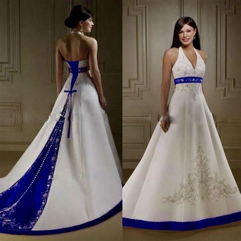 Royal Blue And White Wedding Dresses