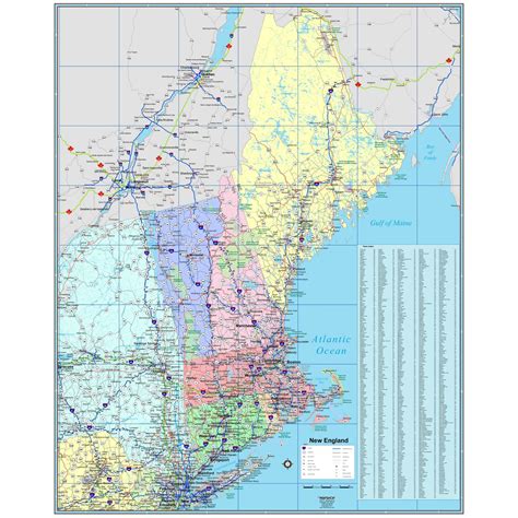 New England Wall Map The Map Shop