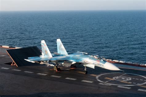 Russian Aircraft Carrier Admiral Kuznetsov With Its Su 33 Flanker D