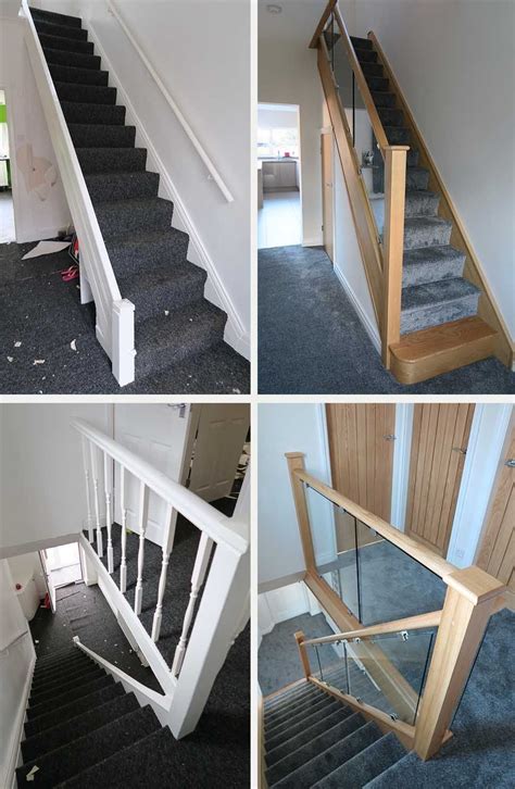 Before And After Glass And Wood Staircase Renovations Medlock