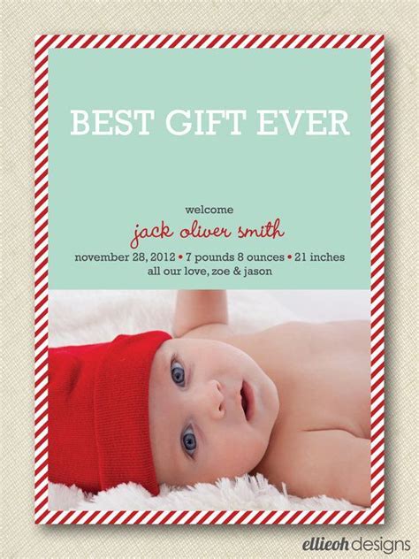 First Christmas Holiday Baby Announcement Photo Card Printable 5x7