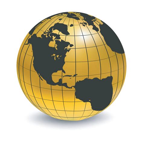 Gold Globe Icon Glossy Earth Business Industry Vector Illustration