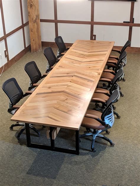 Reclaimed Wood Chevron Conference Table Etsy Wood Conference Table