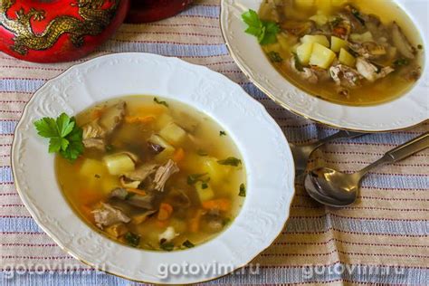 Мясной суп с картофелем и солеными грибами. Рецепт с фото
