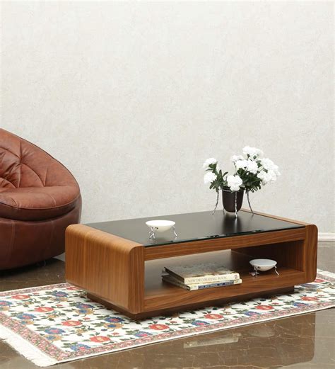 Buy Manhattan Center Table In Natural Finish With Glass Top By Indoors Online Contemporary