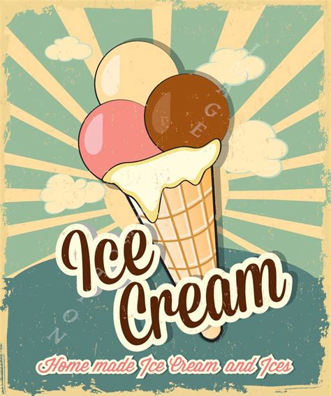 Home Made Ice Cream Large Metal Poster Retro Style Tin Sign Wall Plaque