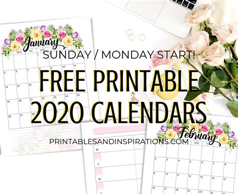 Free Printable 2020 Calendar With Flowers Printables And Inspirations