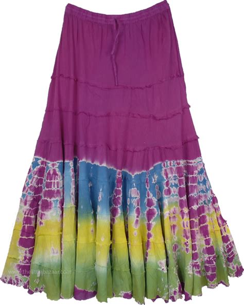 Passion Purple Tiered Gypsy Skirt Tie Dye Plus Size Purple Xl Plus