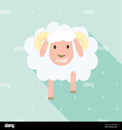 Smile Sheep Icon Flat Style Stock Vector Image And Art Alamy