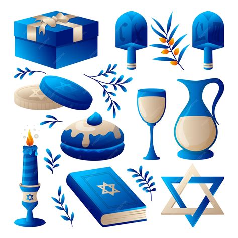 Premium Vector Jewish Symbols Vector Illustration Set Hanukkah