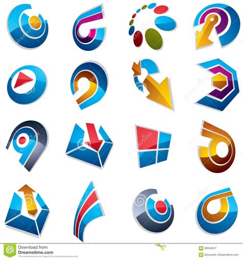 Vector 3d Abstract Icons Set Simple Corporate Graphic Design Elements