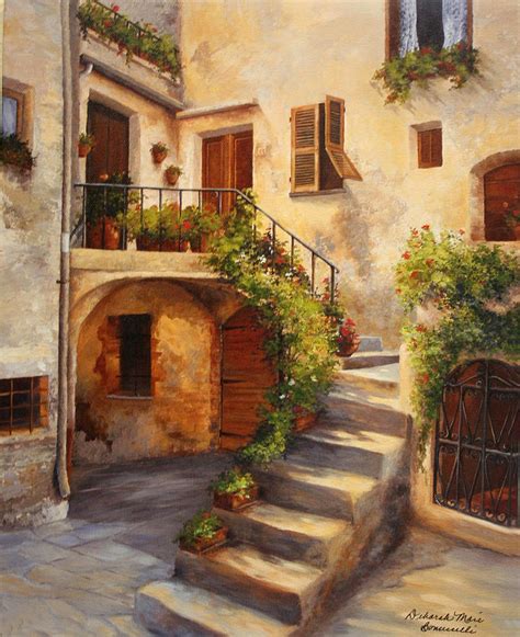 Tuscan Courtyard Painting By Deborah Bonuccelli