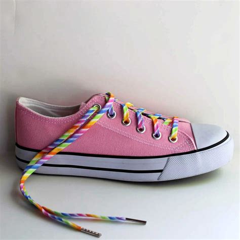 Rainbow Stripes Shoelaces Bright Fun Shoe Laces Made From Fabric