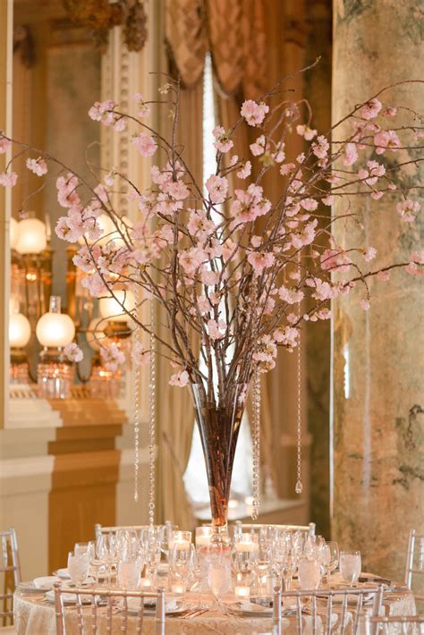 Cherry Blossoms Are The Perfect Centerpiece For A Willard Dc Wedding Wedding Reception