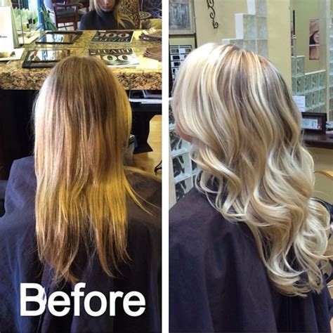 Clip in hair extensions blonde highlighted human hair balayage ombre long hair extensions strawberry blonde with bleach blonde 16 inch 7 pcs fine hair full head 27/613 silky straight 70g remy hair. Fantastic long blonde hair extensions before and after ...