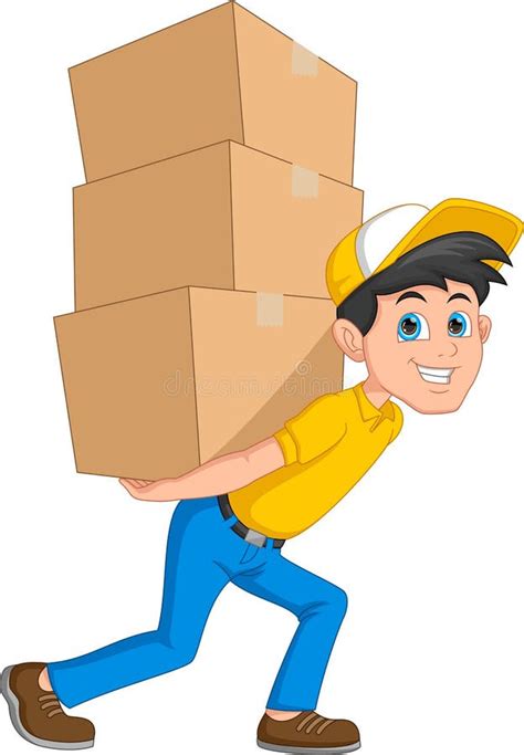 Cartoon Worker Carrying Boxes Stock Illustrations 564 Cartoon Worker