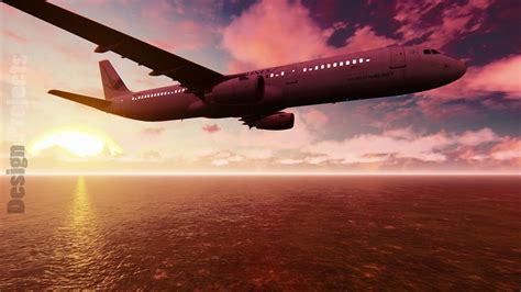 Passenger Plane Flying Over The Pacific Ocean At Sunrise Youtube