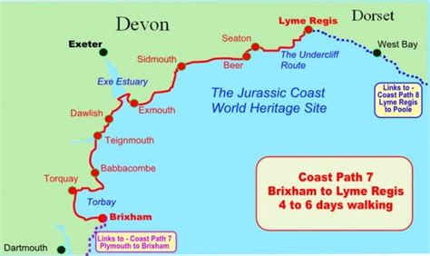 Jurassic Coast England Devon Walking Map Of The South West Coast