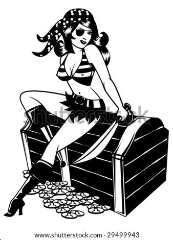 Stylized Vector Illustration Of A Sexy Pinup Dressed As A Pirate Shutterstock