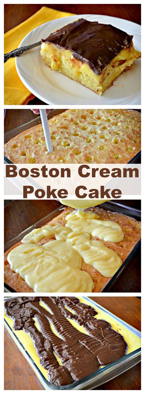 Boston cream pie poke cake is a great potluck dessert; 50 Poke Cake Recipes To Make You Crave For More Every time ...