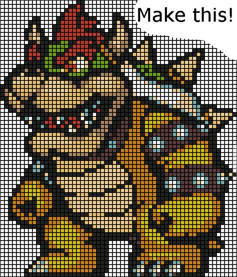 Bowser Bead Challenge Pixel Art Pattern Pixel Quilting Perler Bead Art