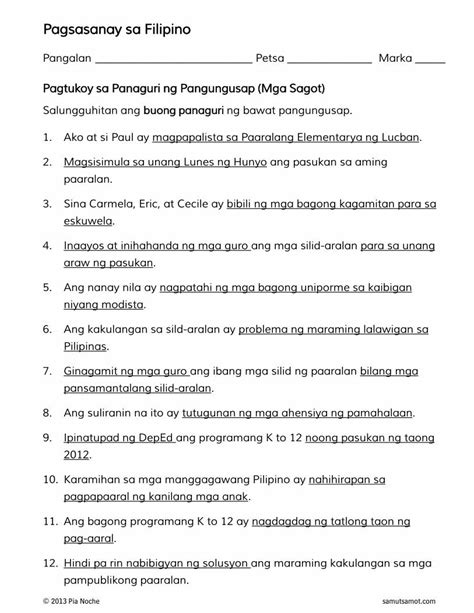 Pdf Pagsasanay Sa Filipino Samut Samot · Pdf Filepagsasanay Sa