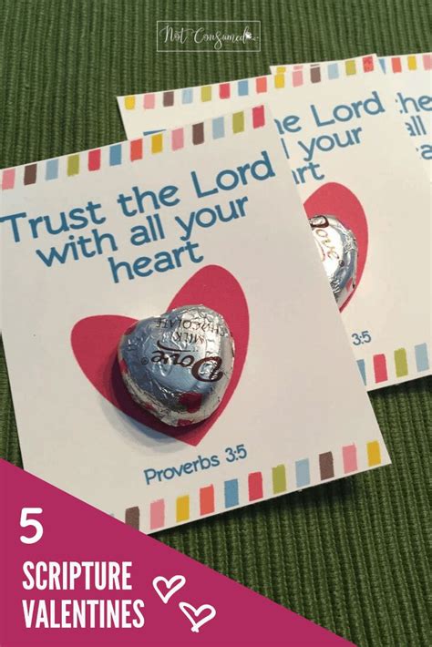 Two Valentine S Day Cards With The Words Trust The Lord And Your Heart
