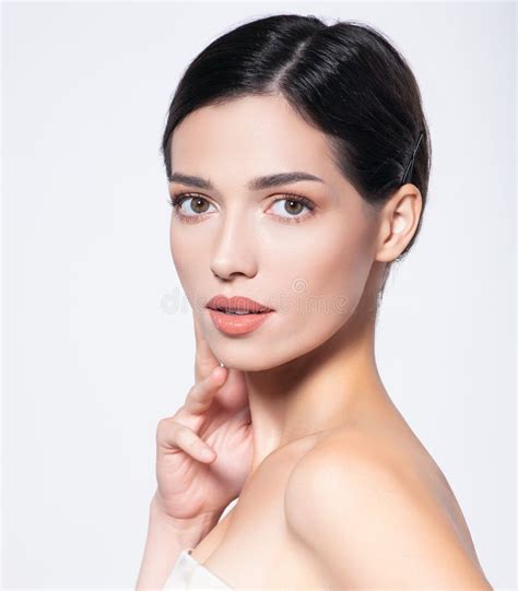 Face Of Young Beautiful Woman With Clean Fresh Skin Stock Photo Image